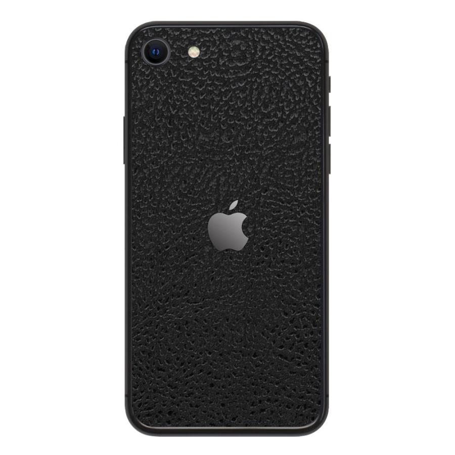 iPhoneSE 第2世代 第3世代 スキンシール 背面 シール ケース 保護 フィルム wraplus ブラック光沢レザー | Apple