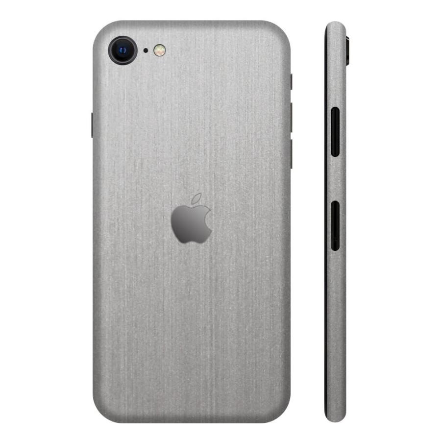 iPhoneSE 第2世代 第3世代 スキンシール 全面 背面 側面 シール ケース 薄い wraplus シルバーブラッシュメタル | Apple