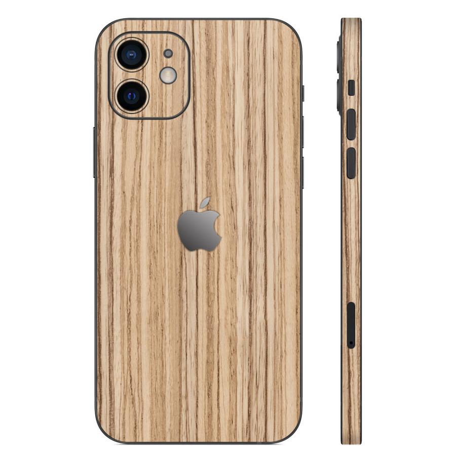 iPhone12 / 12 Pro / 12 mini / 12 Pro Max スキンシール 背面 側面 カバー ケース wraplus ゼブラウッド1 | Apple