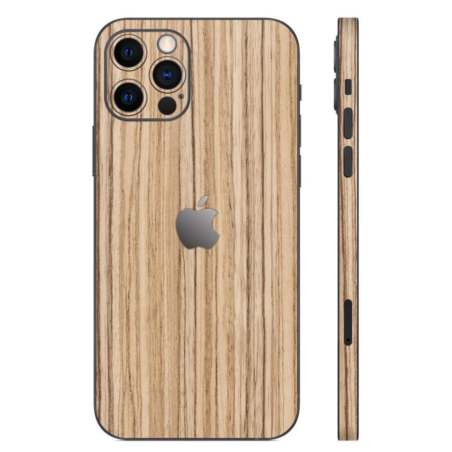 iPhone12 / 12 Pro / 12 mini / 12 Pro Max スキンシール 背面 側面 カバー ケース wraplus ゼブラウッド1 | Apple | 01