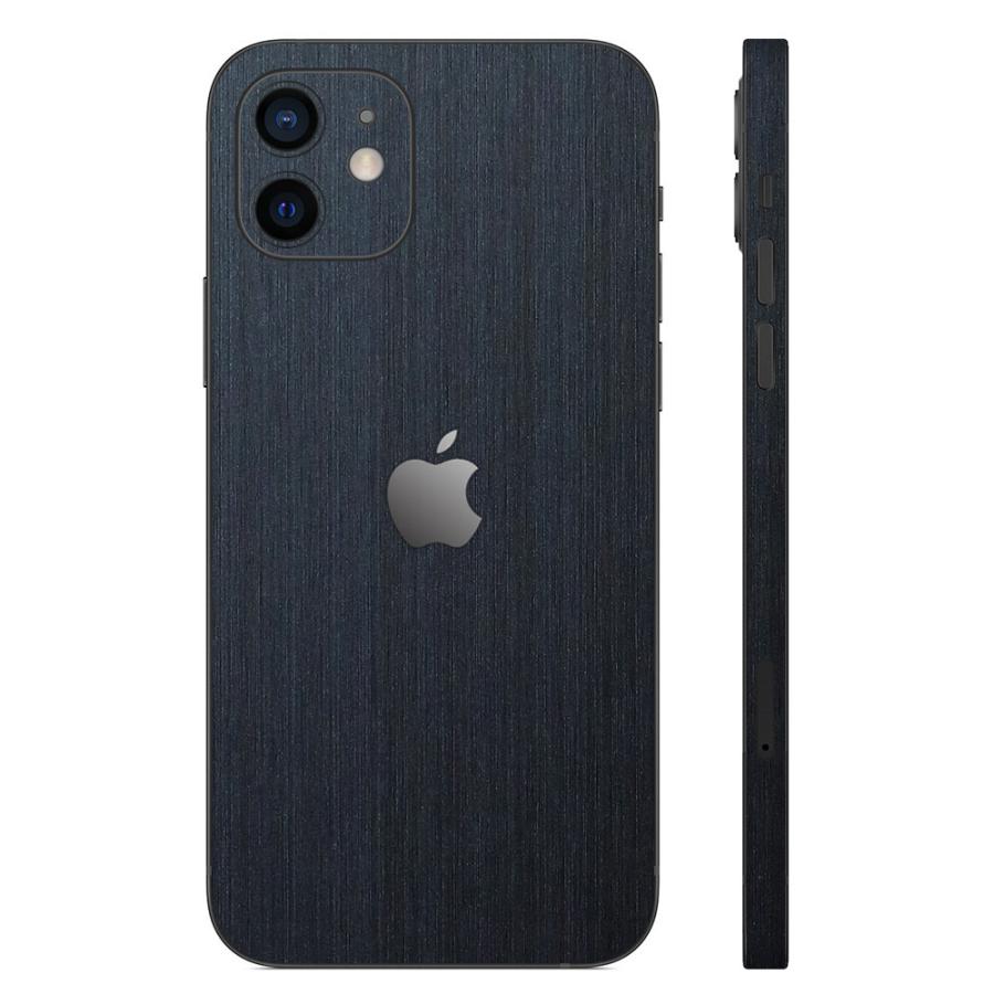 iPhone12 / 12 Pro / 12 mini / 12 Pro Max スキンシール 背面 側面 カバー ケース wraplus ネイビーブラッシュメタル｜wraplus