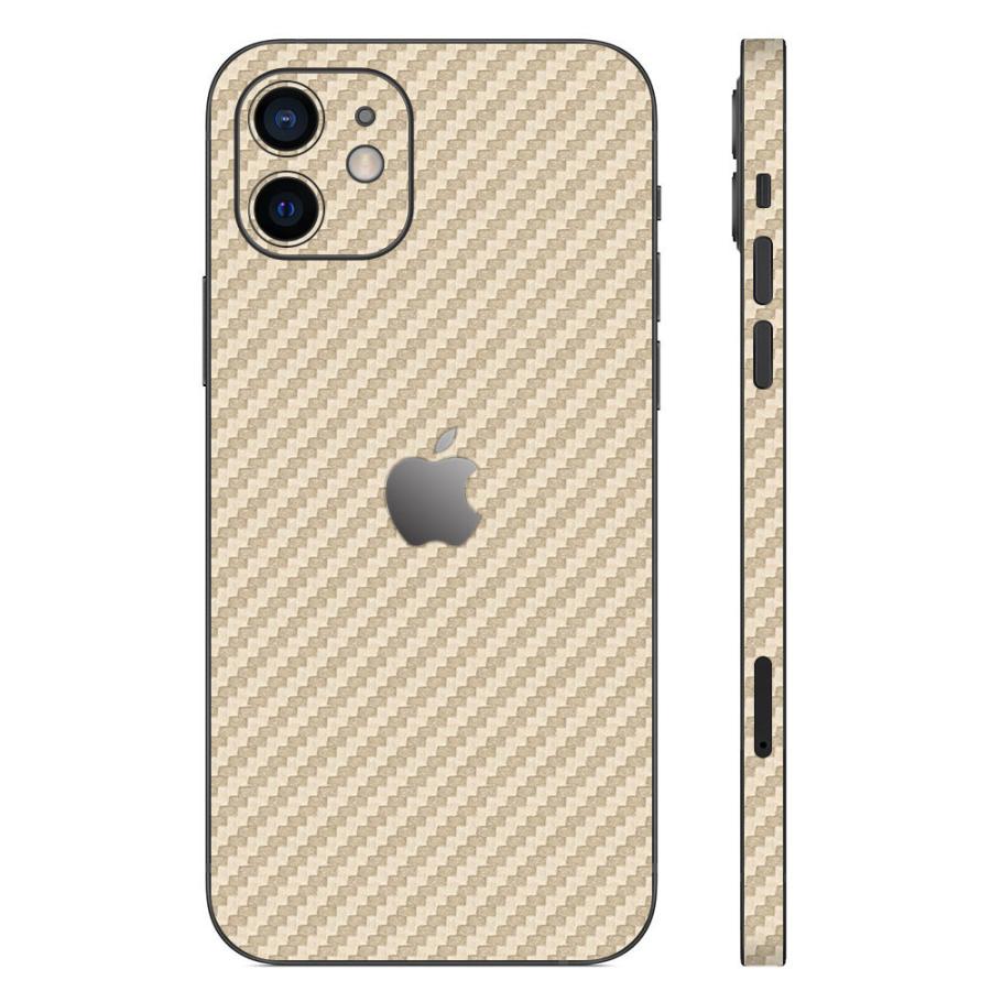 iPhone12 / 12 Pro / 12 mini / 12 Pro Max スキンシール 背面 側面 カバー ケース wraplus ゴールドカーボン | Apple