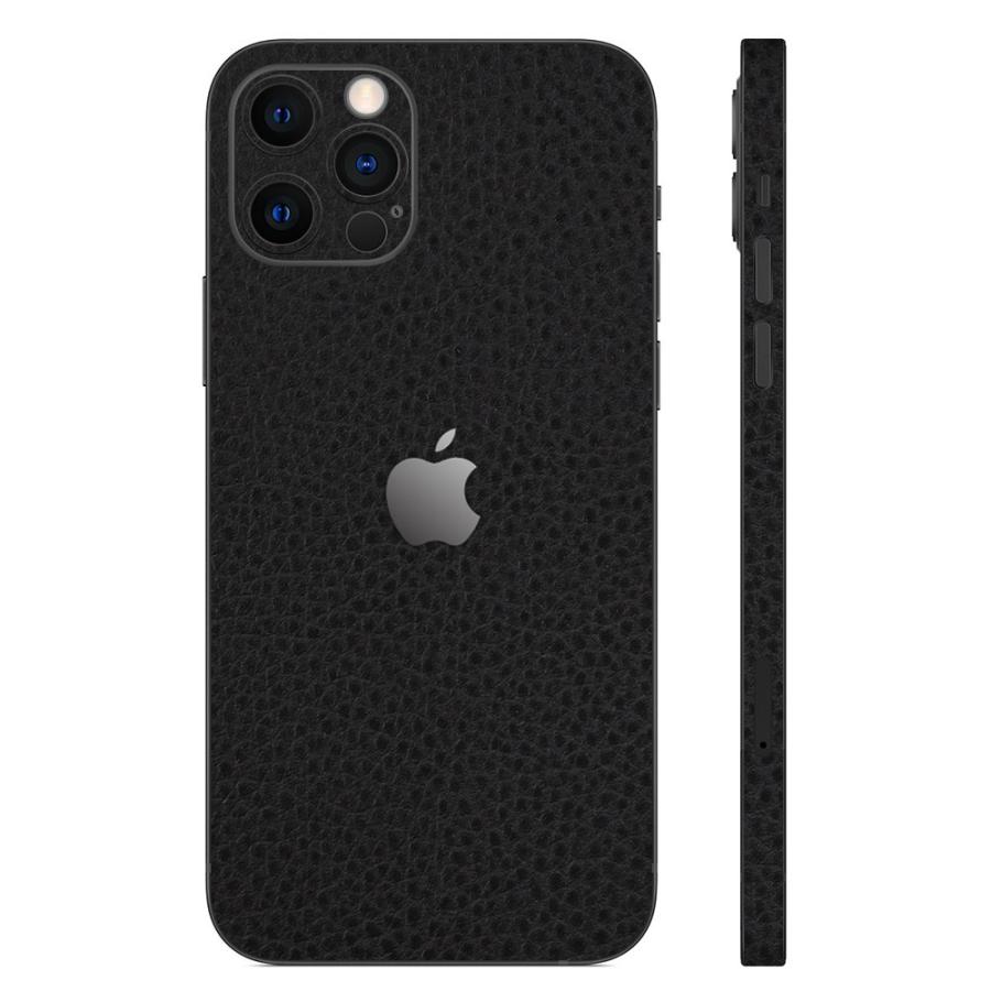 iPhone12 / 12 Pro / 12 mini / 12 Pro Max スキンシール 背面 側面 カバー ケース wraplus ブラックレザー | Apple | 01