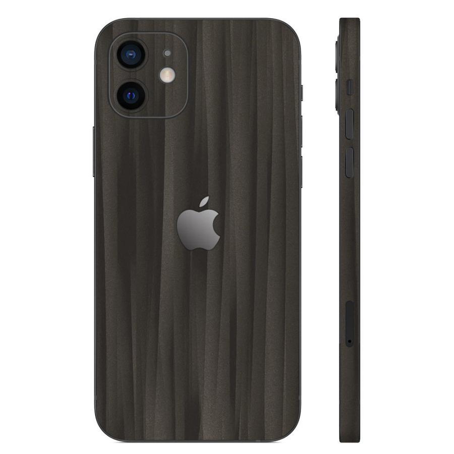 iPhone12 / 12 Pro / 12 mini / 12 Pro Max スキンシール 背面 側面 カバー ケース wraplus ブラックアブストラクト | Apple