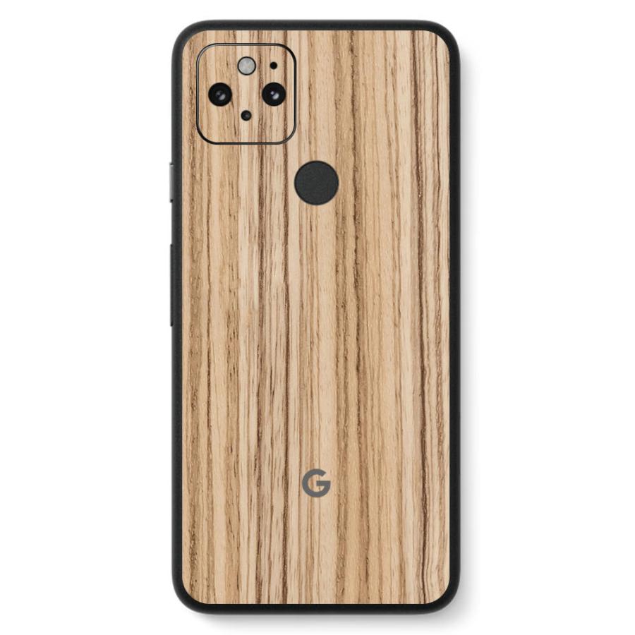 Pixel5 Pixel5a (5G) ピクセル5 スキンシール 背面 カバー フィルム ケース wraplus 選べる34色 ゼブラウッド1 | Google Pixel