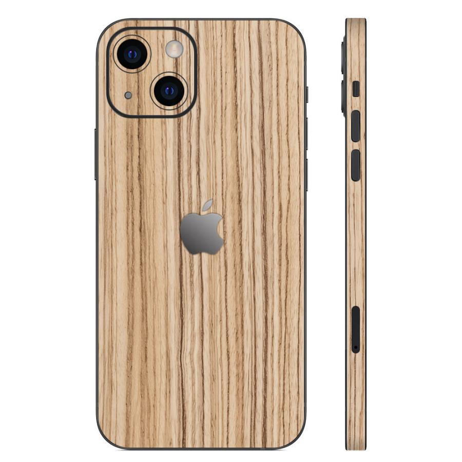 iPhone13 / 13 Pro / 13 mini / 13 Pro Max スキンシール 背面 側面 カバー ケース wraplus ゼブラウッド1 | Apple