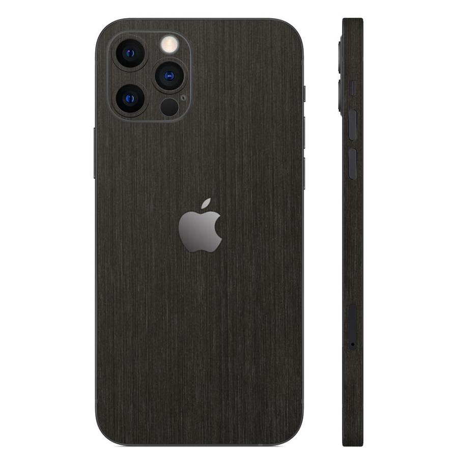iPhone13 / 13 Pro / 13 mini / 13 Pro Max スキンシール 背面 側面 カバー ケース wraplus ブラックブラッシュメタル | Apple | 01
