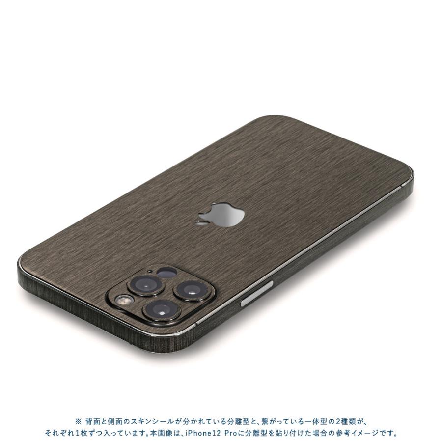 iPhone13 / 13 Pro / 13 mini / 13 Pro Max スキンシール 背面 側面 カバー ケース wraplus ブラックブラッシュメタル | Apple | 02