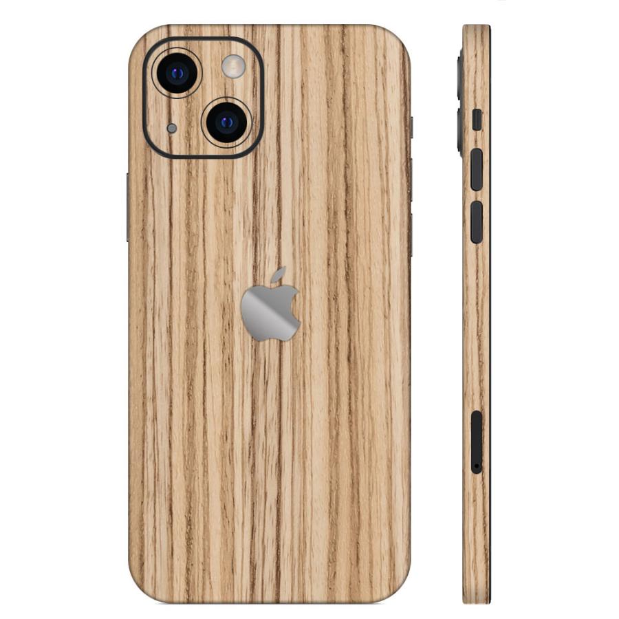iPhone15 / 15 Pro / 15 Plus / 15 Pro Max スキンシール 背面 側面 カバー ケース wraplus ゼブラウッド1 | Apple | 01