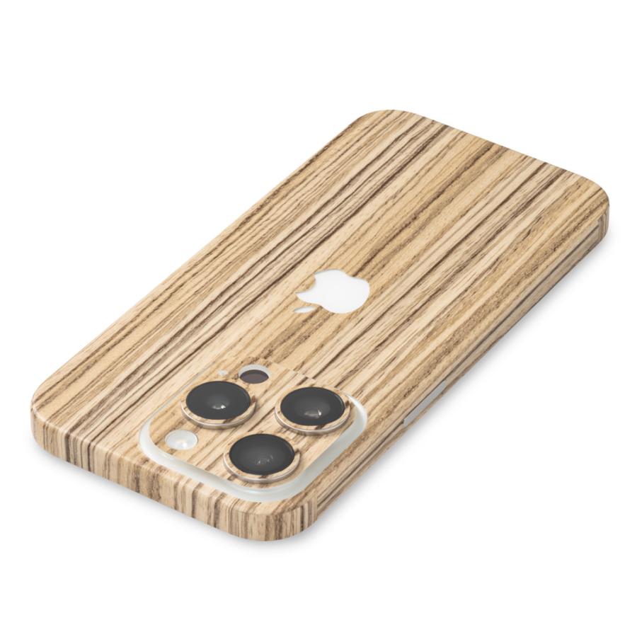 iPhone15 / 15 Pro / 15 Plus / 15 Pro Max スキンシール 背面 側面 カバー ケース wraplus ゼブラウッド1 | Apple | 02