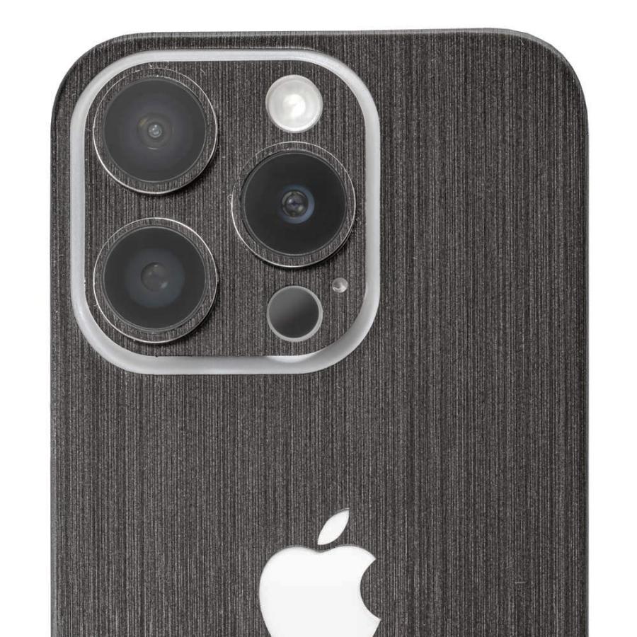 iPhone15 / 15 Pro / 15 Plus / 15 Pro Max スキンシール 背面 側面 カバー ケース wraplus ブラックブラッシュメタル | Apple | 04