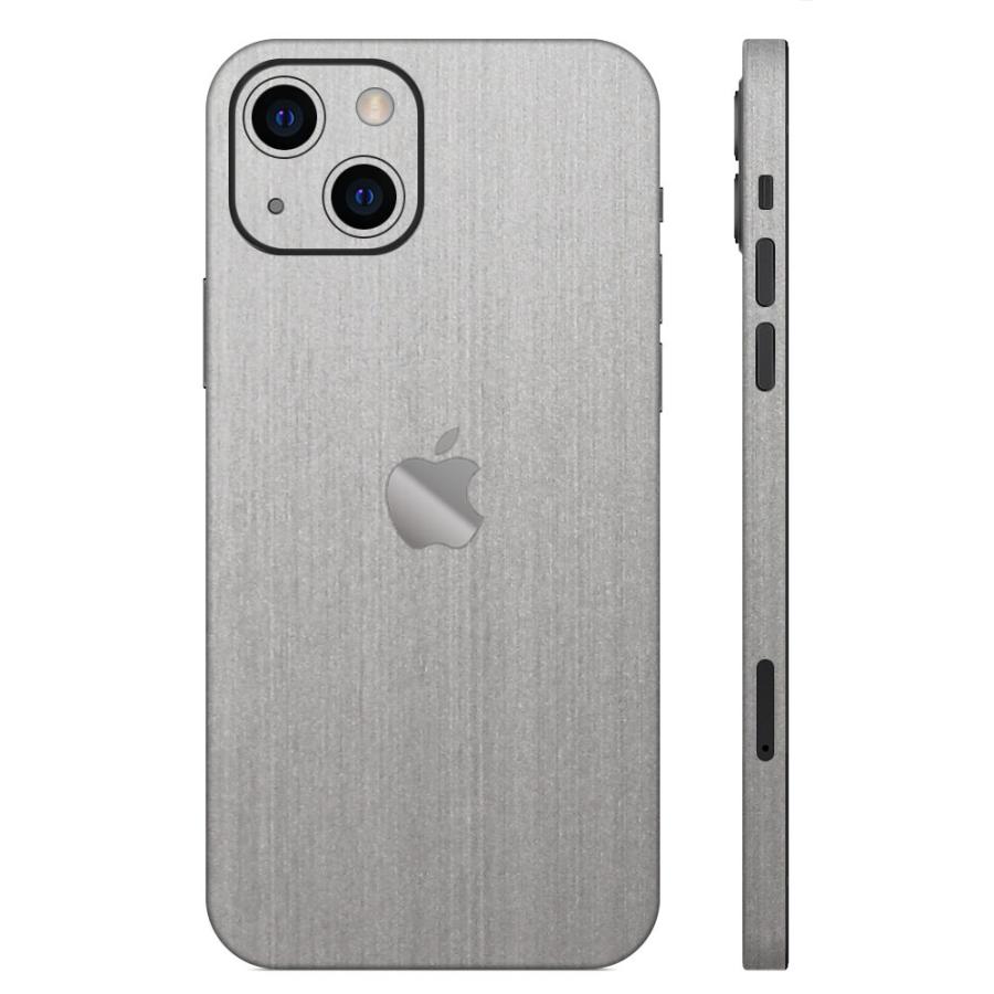 iPhone15 / 15 Pro / 15 Plus / 15 Pro Max スキンシール 背面 側面 カバー ケース wraplus シルバーブラッシュメタル | Apple | 01