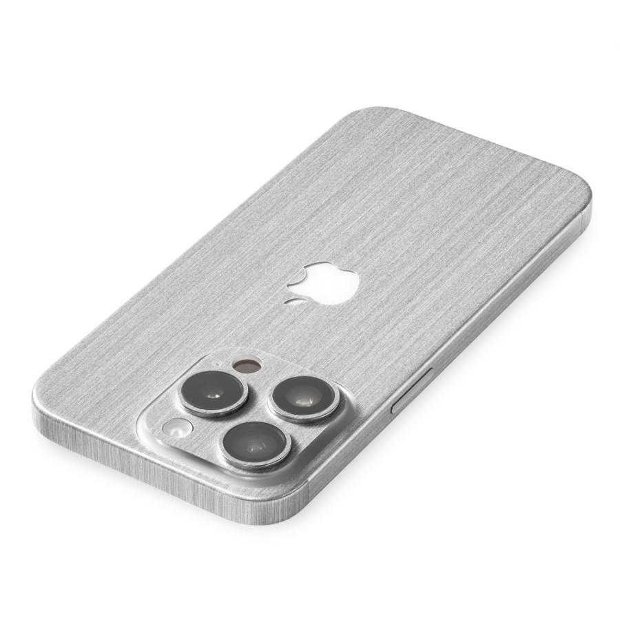 iPhone15 / 15 Pro / 15 Plus / 15 Pro Max スキンシール 背面 側面 カバー ケース wraplus シルバーブラッシュメタル | Apple | 02