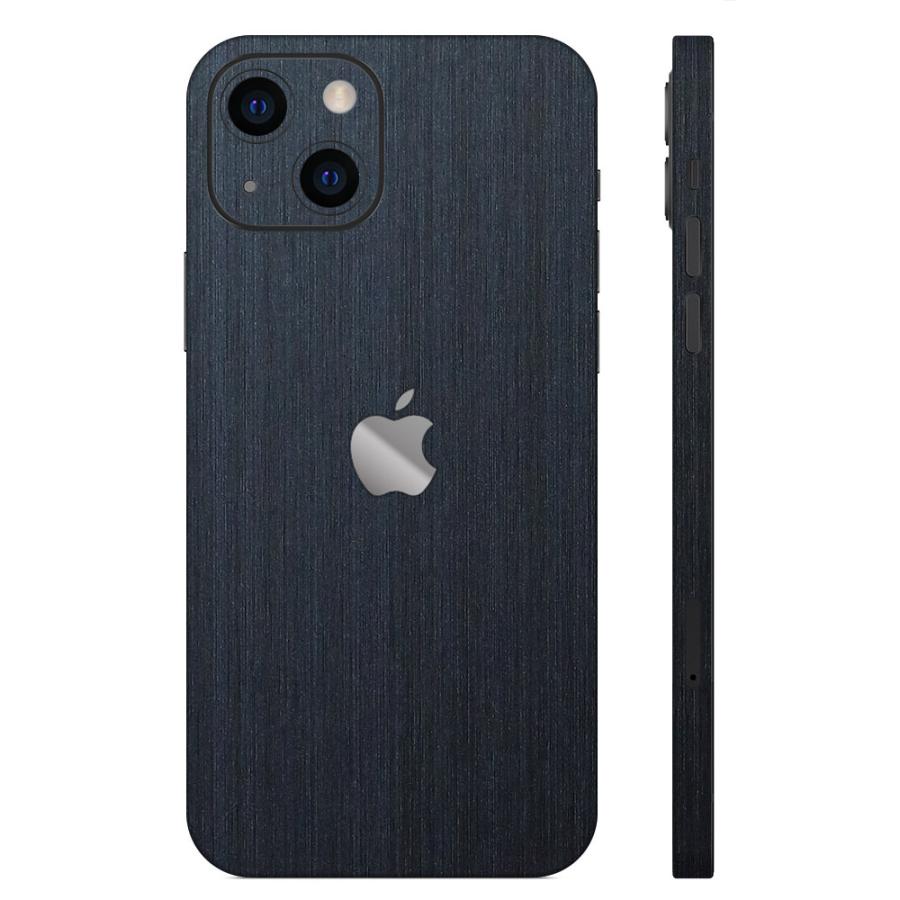 iPhone15 / 15 Pro / 15 Plus / 15 Pro Max スキンシール 背面 側面 カバー ケース wraplus ネイビーブラッシュメタル | Apple | 01