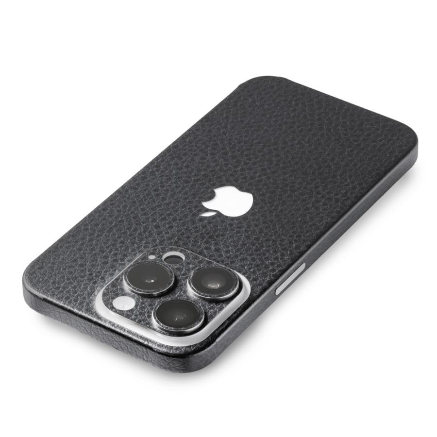iPhone15 / 15 Pro / 15 Plus / 15 Pro Max スキンシール 背面 側面 カバー ケース wraplus ブラックレザー | Apple | 02