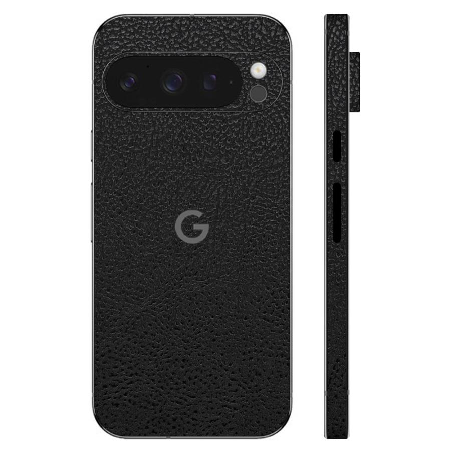 Pixel9 Pixel9 Pro ピクセル9 プロ スキンシール 全面 背面 側面 カバー フィルム ケース wraplus 選べる34色 ブラック光沢レザー | Google Pixel