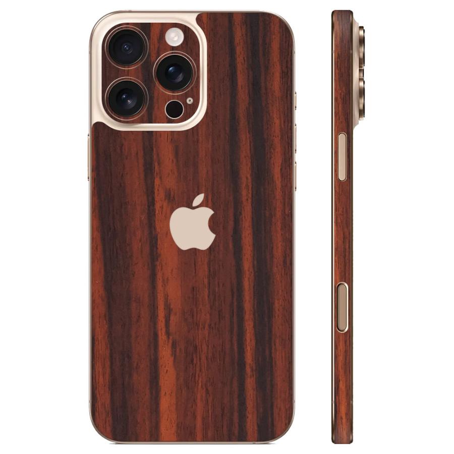 iPhone16 / 16 Pro / 16 Plus / 16 Pro Max / 16e スキンシール 背面 側面 カバー ケース wraplus ローズウッド | Apple | 01