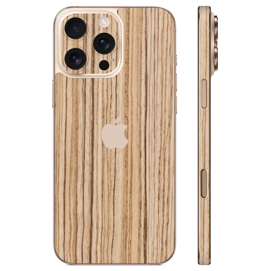 iPhone16 / 16 Pro / 16 Plus / 16 Pro Max / 16e スキンシール 背面 側面 カバー ケース wraplus ゼブラウッド1 | Apple | 01