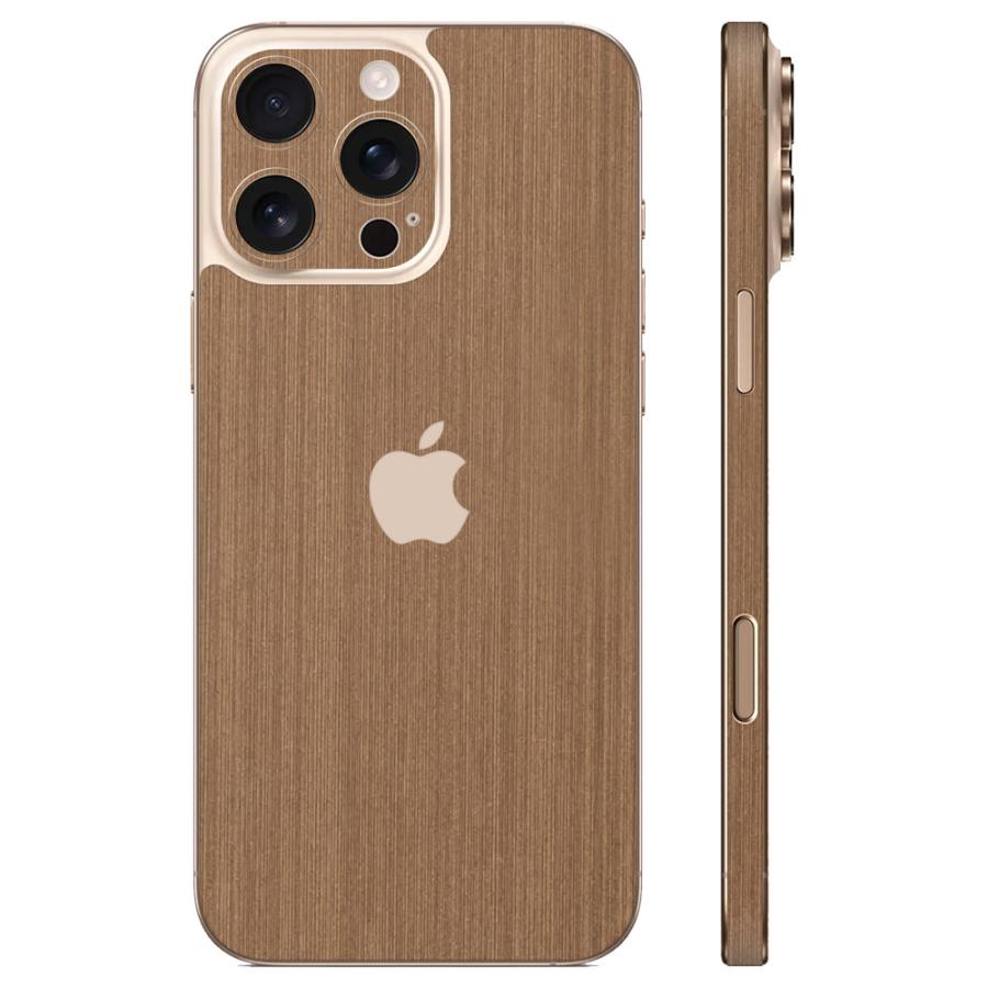 iPhone16 / 16 Pro / 16 Plus / 16 Pro Max / 16e スキンシール 背面 側面 カバー ケース wraplus ブロンズブラッシュメタル | Apple | 01