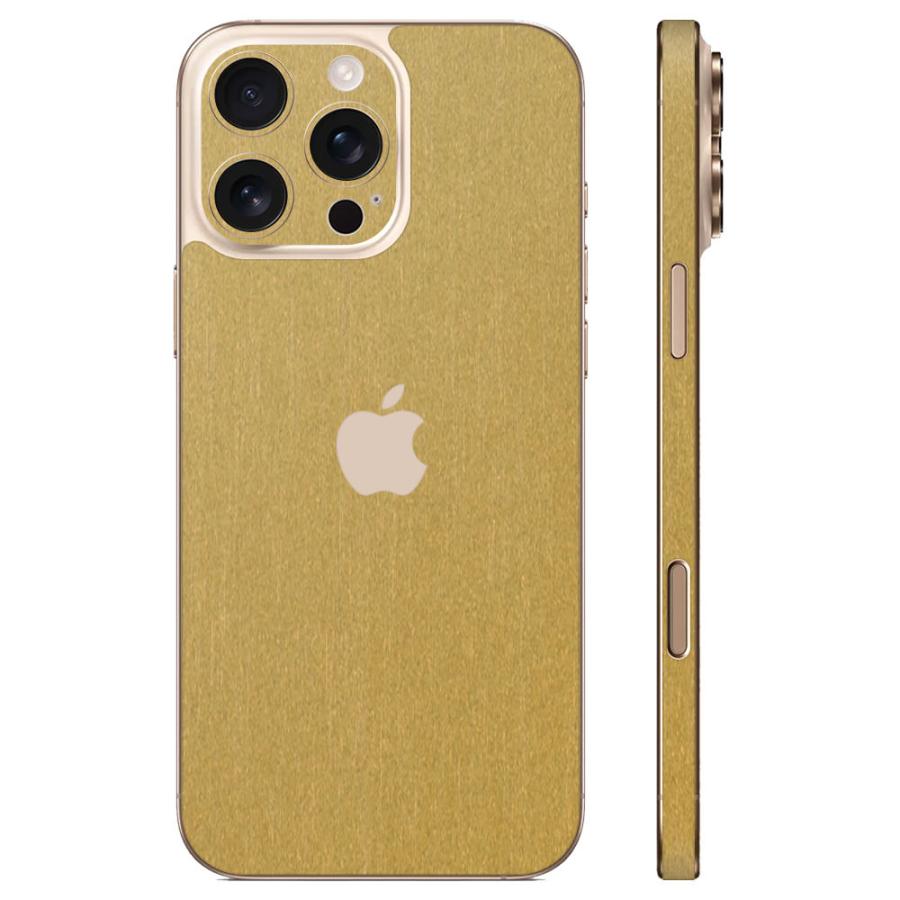 iPhone16 / 16 Pro / 16 Plus / 16 Pro Max / 16e スキンシール 背面 側面 カバー ケース wraplus ゴールドブラッシュメタル | Apple | 01