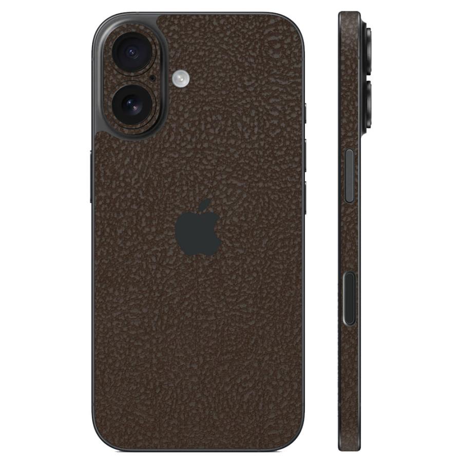iPhone16 / 16 Pro / 16 Plus / 16 Pro Max / 16e スキンシール 背面 側面 カバー ケース wraplus ブラウンレザー | Apple