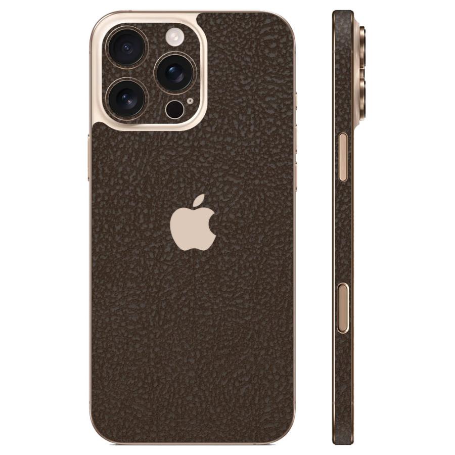 iPhone16 / 16 Pro / 16 Plus / 16 Pro Max / 16e スキンシール 背面 側面 カバー ケース wraplus ブラウンレザー | Apple | 01