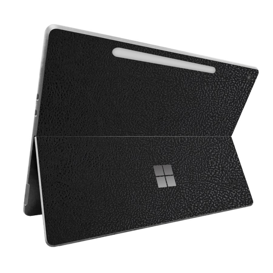 Surface Pro 12インチ 2025 スキンシール ケース カバー 保護 フィルム 背面 wraplus ブラック光沢レザー | Surface