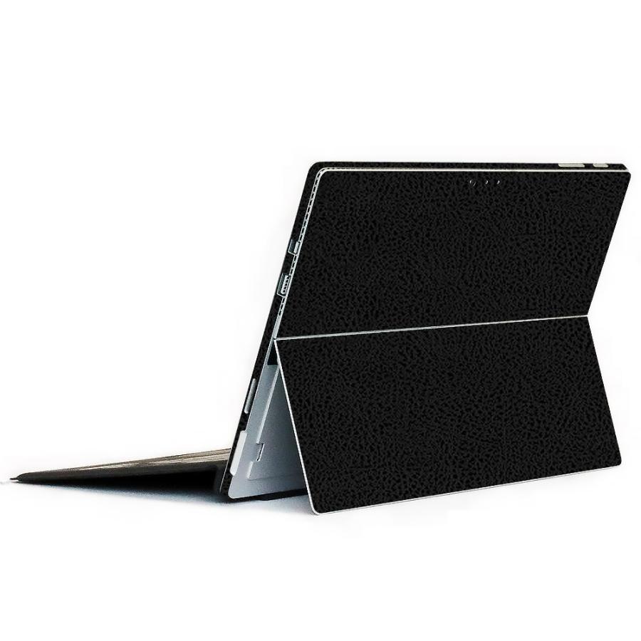Surface Pro7 / Pro6 / Pro5 / Pro4 スキンシール ケース 背面 wraplus ブラック光沢レザー | Surface