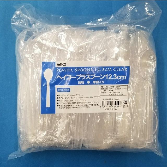 プラスチックスプーン12.3cm透明 100本入 単袋 | 