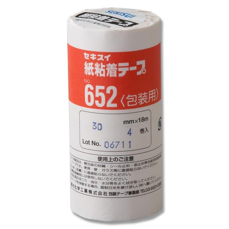 セキスイ SEKISUI紙粘着テープ No．652 30mm×18m巻 4巻 : シモジマ