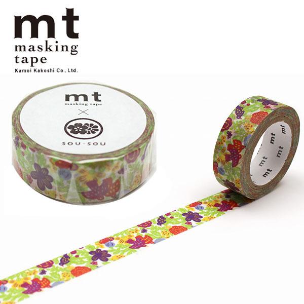 在庫一掃】 マスキングテープ mt カモ井加工紙 mt×SOU SOU とり MTSOU19 15mm カモ井 mt SOU・SOU 花椿 MTSOU15