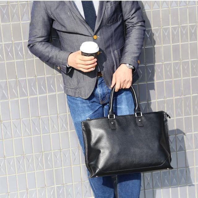 【全面銀付き革】ビジネストートバッグ メンズ 本革 レザー 大容量 バッグ 鞄 ビジネス 仕事 通勤 男性 anday 銀面 トート オイルレザー プルアップ |  | 07