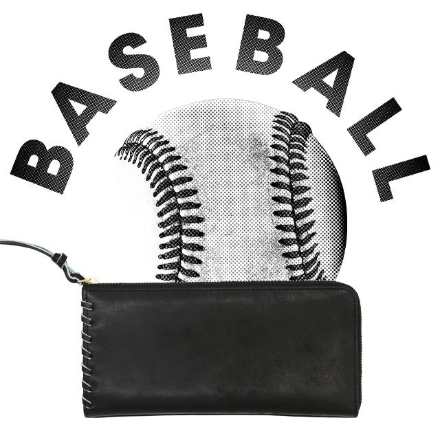 野球好きに届け！グラブとボールの革からできた長財布 野球 グローブ ベースボール ボール 革 レザー 財布 本革 バット デザイン 野球部 マネージャー |  | 02