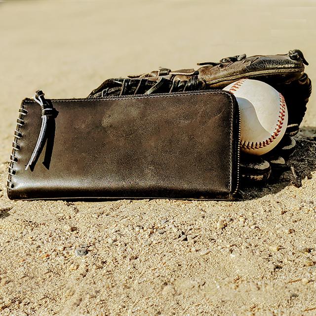 1194円 休日 野球グローブの革製 手作り 三つ折り財布 ウォレット
