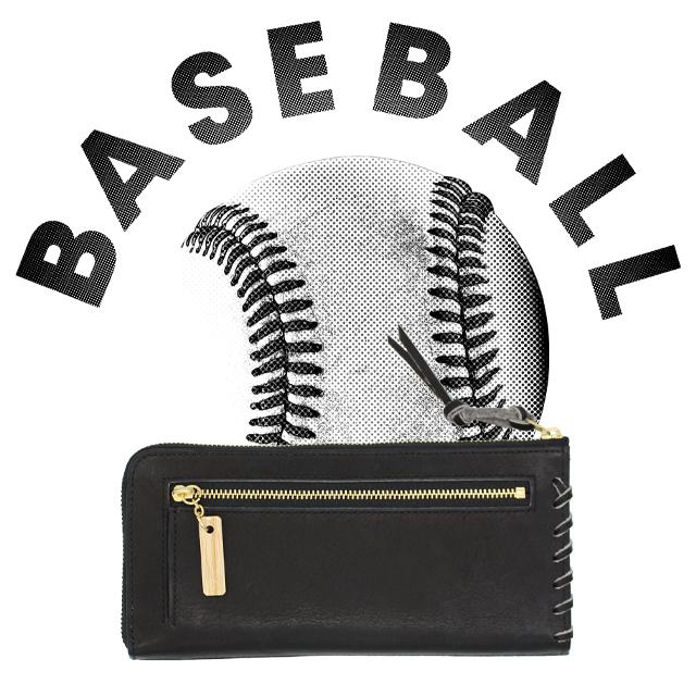 野球好きに届け！グラブとボールの革からできた長財布 野球 グローブ ベースボール ボール 革 レザー 財布 本革 バット デザイン 野球部 マネージャー |  | 05