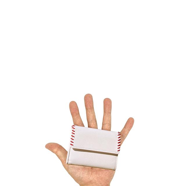 【ボールとグラブの素材からできた財布】ベースボール 三つ折り財布 野球 グローブ 極小財布 メンズ レディース 本革 雑貨 プレゼント おしゃれ ギフト |  | 02