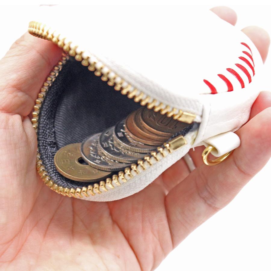 ボールとグラブの革からできたコインケース グローブ レザー 本革 硬式 ベースボール 小銭入れ baseball-07 |  | 02