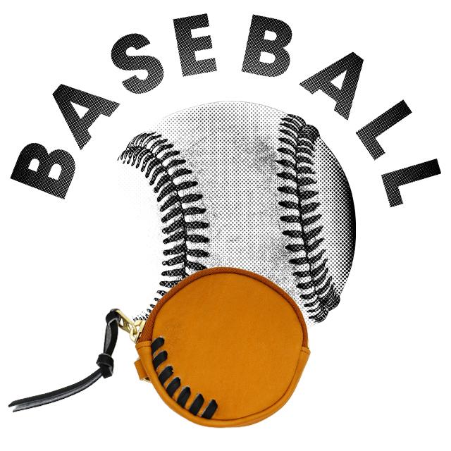 ボールとグラブの革からできたコインケース グローブ レザー 本革 硬式 ベースボール 小銭入れ baseball-07 |  | 01
