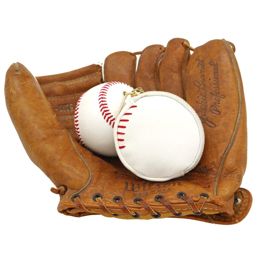 ボールとグラブの革からできたコインケース グローブ レザー 本革 硬式 ベースボール 小銭入れ baseball-07 |  | 03
