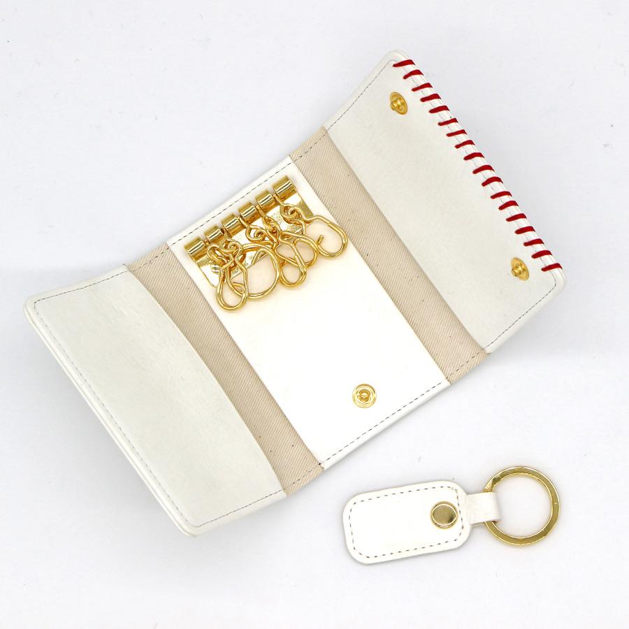 ボールとグラブの革からできたキーケース グローブ レザー 本革 硬式 ベースボール 鍵 ETCカード baseball-08 |  | 05