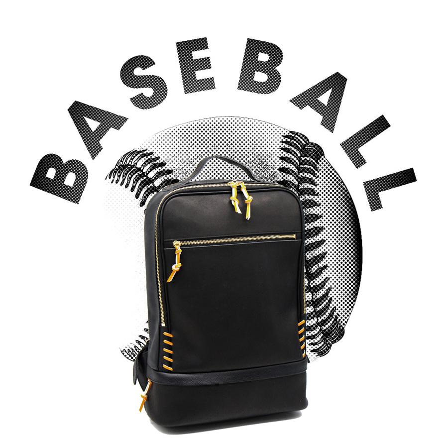 グラブとボールの革からできたリュックサック グローブ レザー 本革 硬式 ベースボール バックパック リュック baseball-09 | 