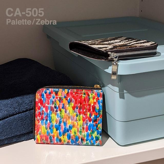 本革財布 エナメル　エナメル革　ゼブラ　鮮やか プリント革　コンパクト ファスナー財布 | 