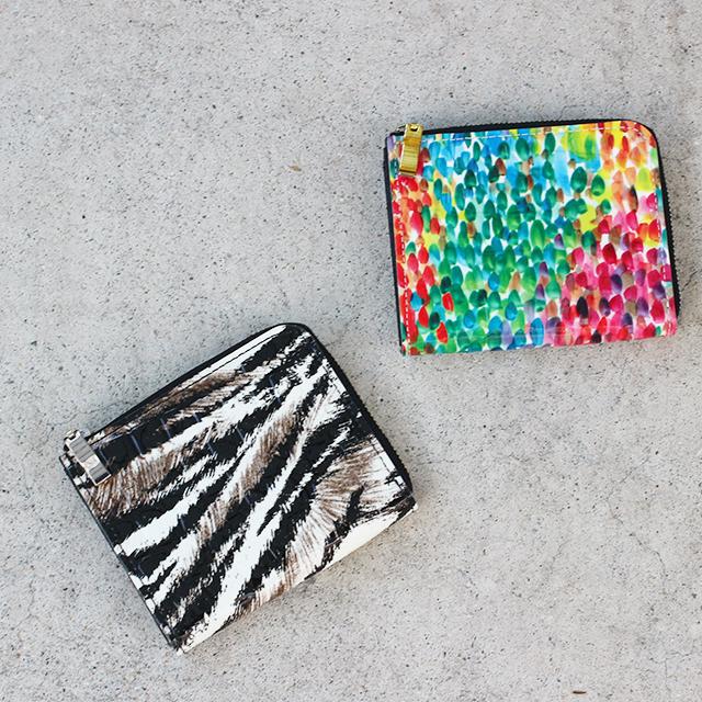 本革財布 エナメル　エナメル革　ゼブラ　鮮やか プリント革　コンパクト ファスナー財布 |  | 01