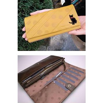 財布 レディース 長財布 本革 本皮 牛革 レザー 女性 ファスナー小銭入れ 薄型 金運 りんご バラ 黒猫 ドット柄 水玉模様 柔らか |  | 01