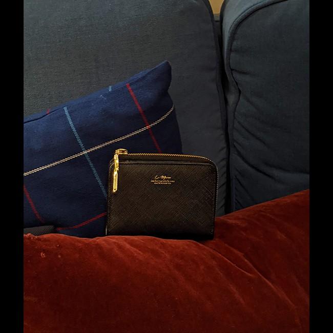 サフィアーノレザー L字ファスナー 二つ折り財布 コンパクト