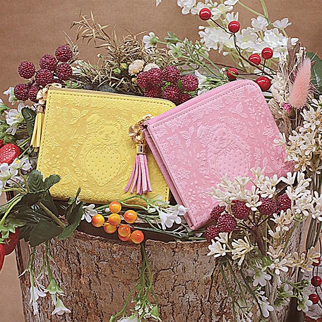 コンパクト 財布 レディース　ミニマリスト ミニ財布　ハリネズミ柄 いちご柄　イタリアンレザー 雑貨 財布  プレゼント かわいい グッズ ヘッジホッグ　 |  | 01