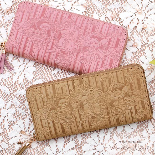 長財布 レディース 犬　プードル　トイプードル　スタンダードプードル　ティーカッププードル  ファスナー長財布　Rファスナー | 