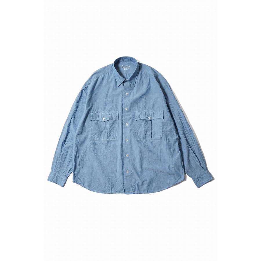 PORTER CLASSIC / ポータークラシック | ラウンドカラー シャンブレー シャツ | 3 | ブルー | レディース PORTER CLASSIC（ポータークラシック） ROLL UP CHAMBRAY SHIRT ロール