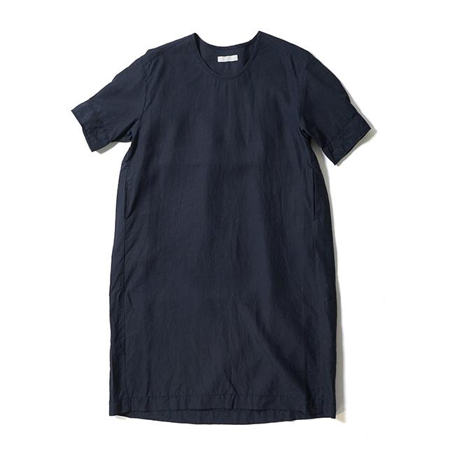 【美品】homspunホームスパン リネン 半袖カシュクールワンピース homspun（ホームスパン） リネンバイオ半袖プルオーバーワンピース