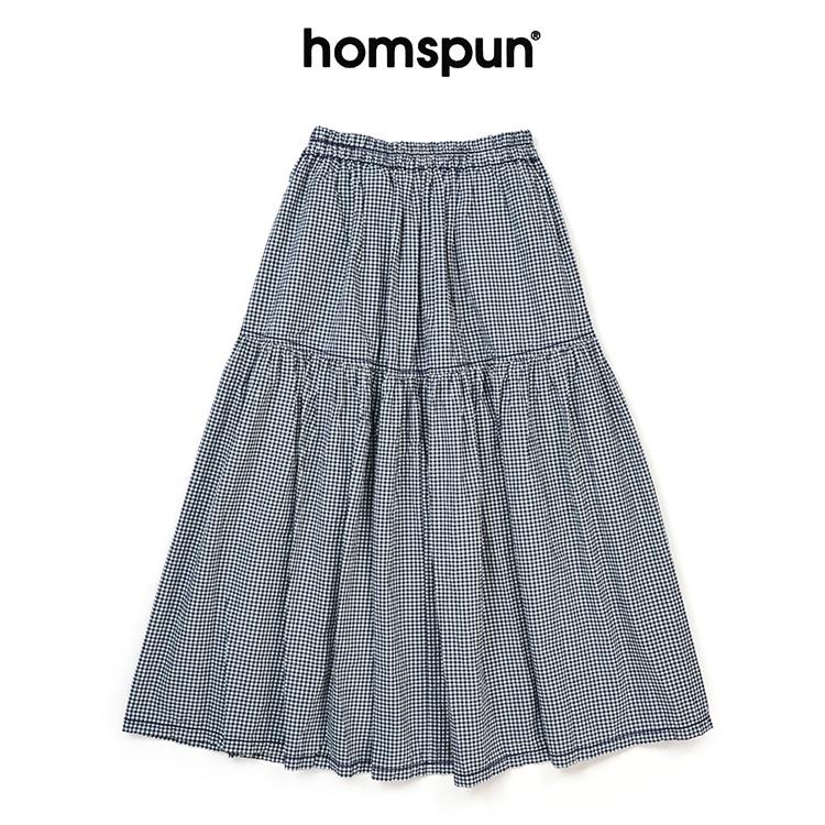 homspun（ホームスパン） ハイカウントギンガム＆ストライプ スカート